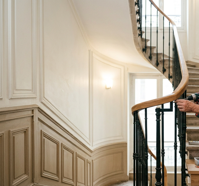 Installation de main courante et rampe d'escalier à Paris 13